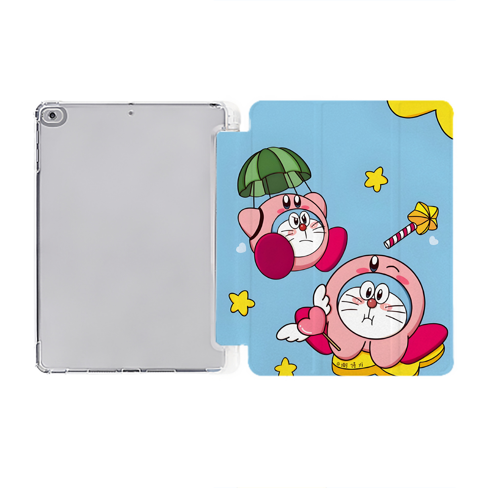 （画像用） ドラえもん Doraemon IPad ケース ペン収納付き 三つ折りスタンド PUレザー×シリコン 対応機種9.5/10.5/10.9インチ